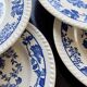 6 vintage white porcelain dinner plates with a blue floral pattern