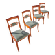 Rare - Set of 4 Louis Philippe/restoration style chairs with medallion - Colour blue / cherry wood