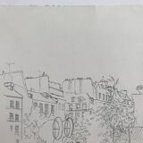 Ink on paper signed by Abdelkader GUERMAZ, Place Georges Pompidou, circa 1977