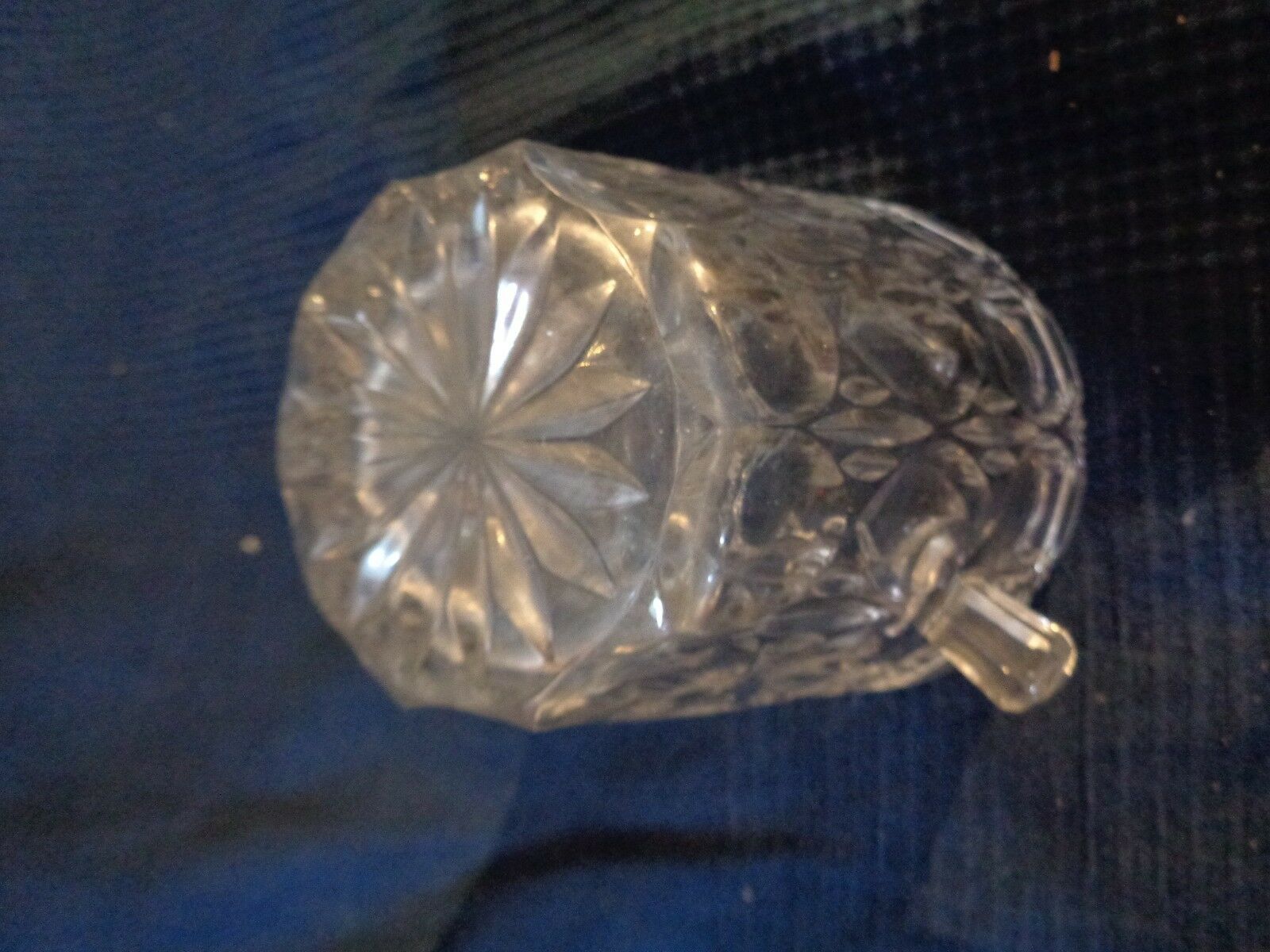 Glass ice bucket press vintage mold old diamond cut 1900