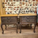 Pair of renovated solid wood bedside tables