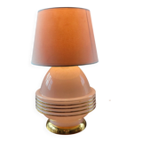 Lampe à tafel art déco, verre clichy rosé avec couleur goudkleurige afwerking, Frankrijk
