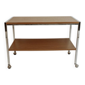 Desserte de bar vintage, années 70 - bois et chrome