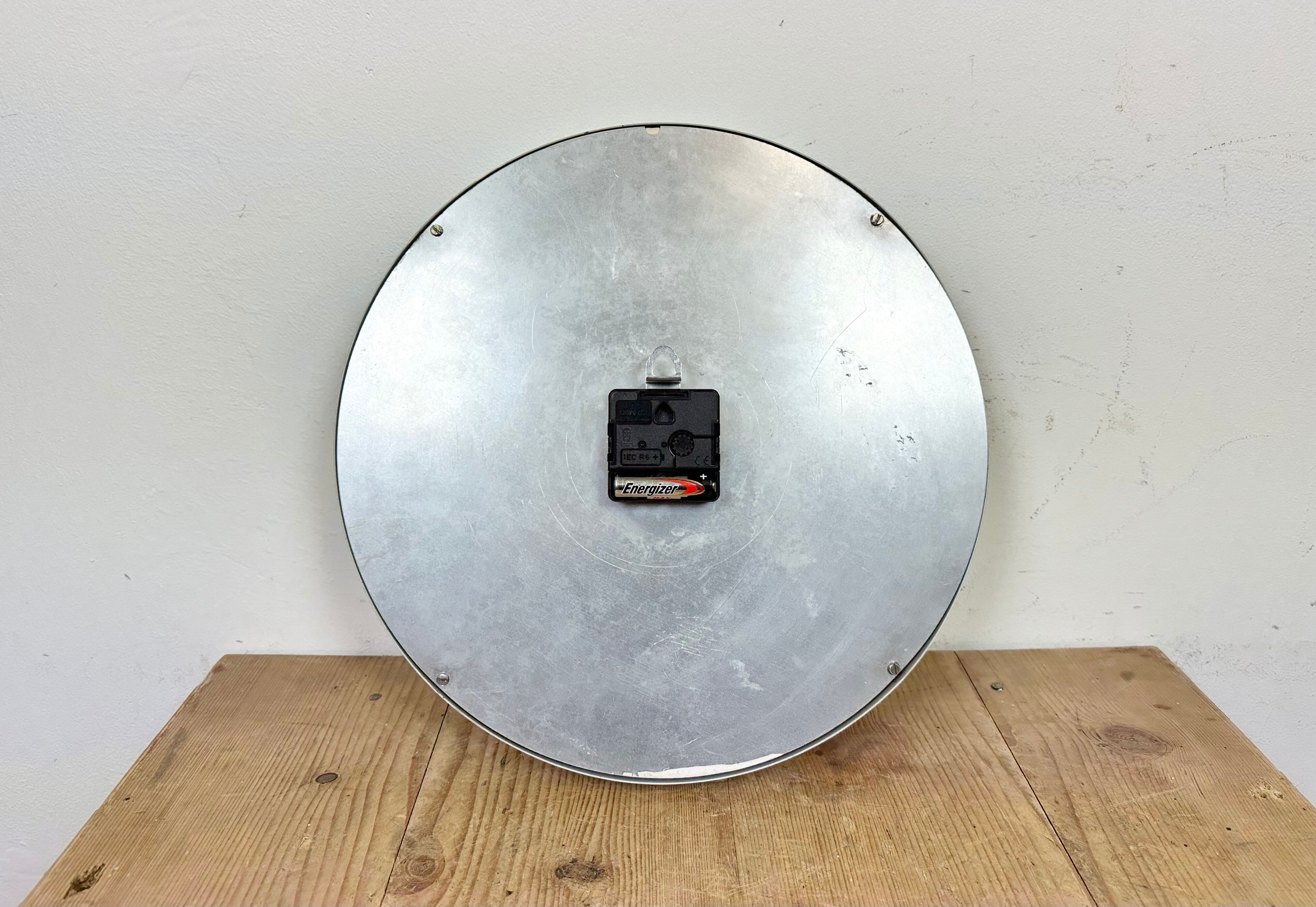 Grey Industrial Wall Clock from TN, 1960s