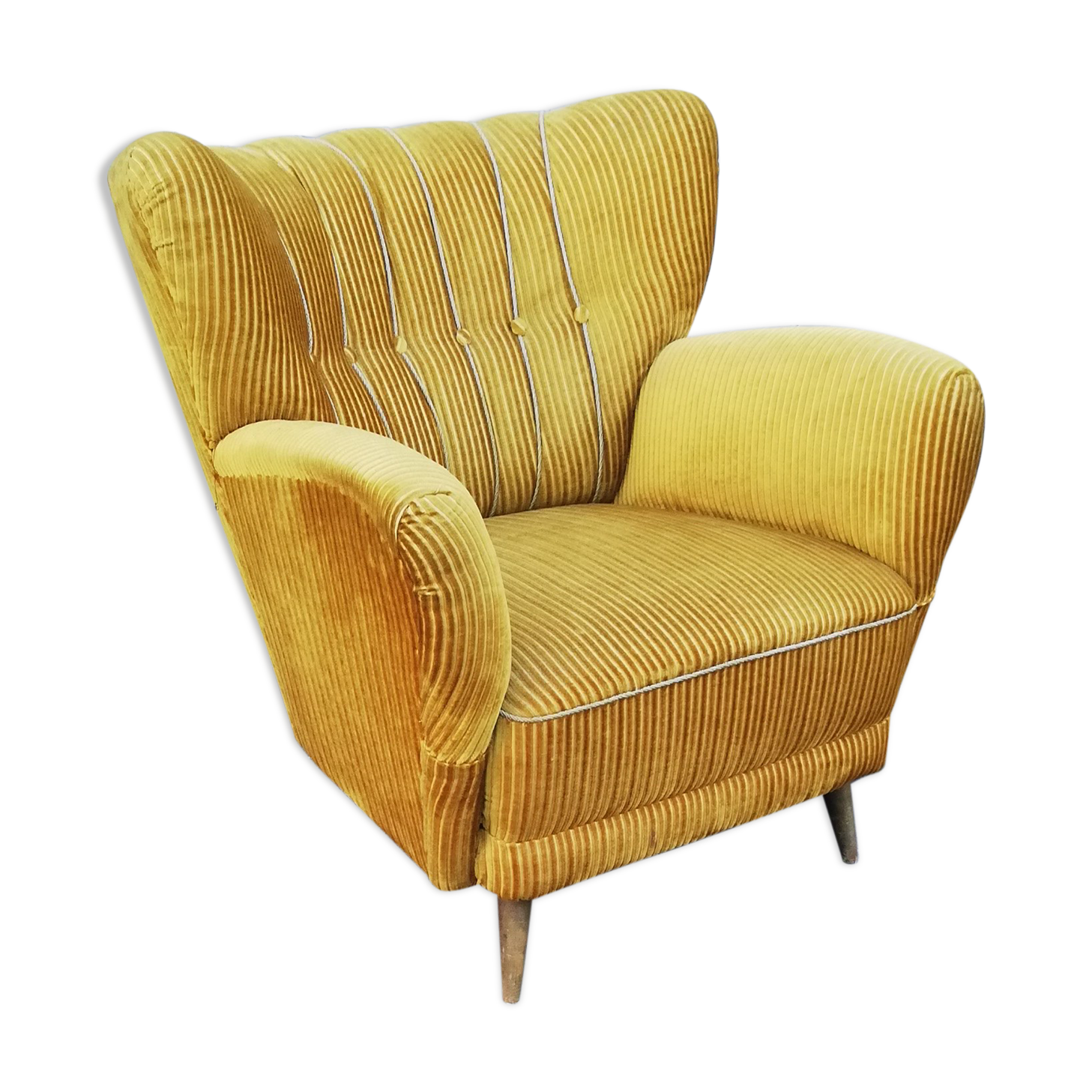 Vintage armchair yellow fabric