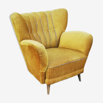 Vintage armchair yellow fabric