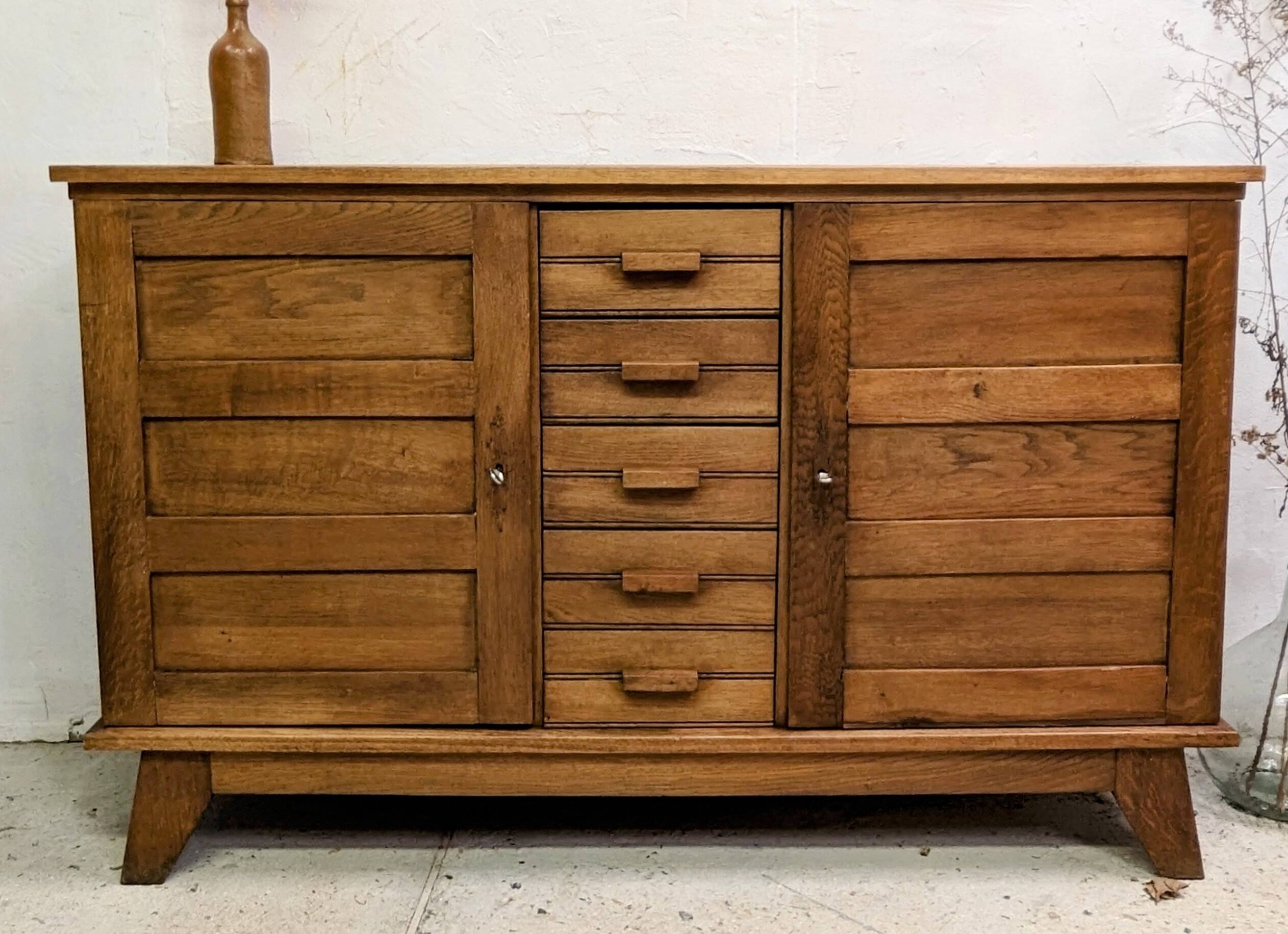 Buffet Sideboard René Gabriel patina 40 50 Vintage Compass Foot