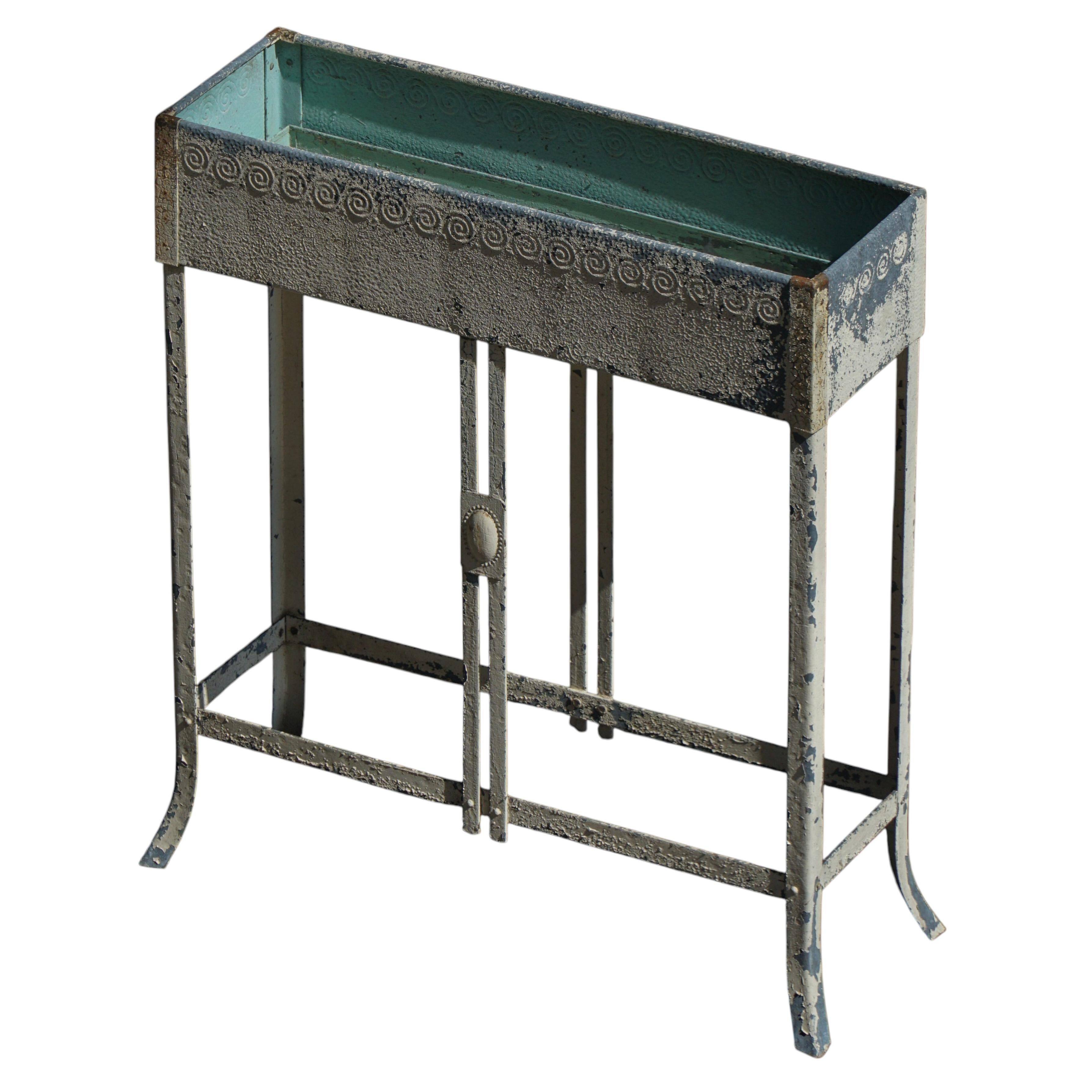 Painted metal planter on a stand, Art of Vintage, 1920s