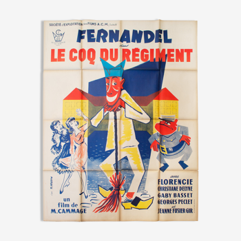 Affiche de cinéma 120x160 cm "Le coq du régiment" Fernandel - Cammage