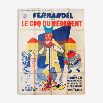 Displays 120 x 160 cm "The Rooster of the regiment" film Fernandel - Cammage