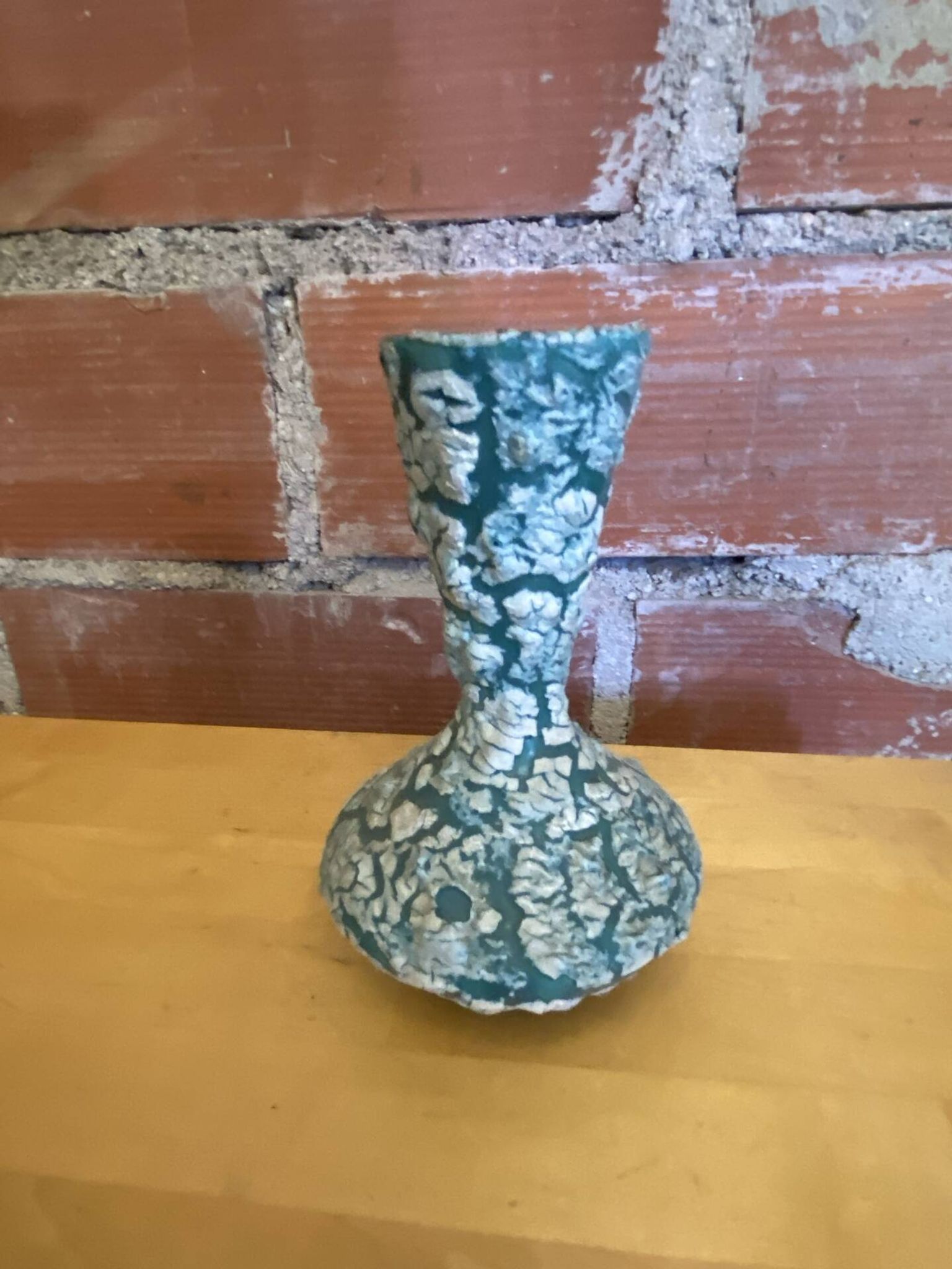 Ancient Vase CYCLOPE Charles CART Ceramic Fat Lava Green + Blue Vintage