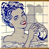 Original pop-art poster, reissue by Roy Lichtenstein "woman in bath 1963"