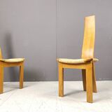 Vintage hich back wicker dining chairs, set of 6 - 1960s