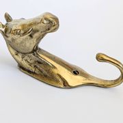 Set of 3 brass wall hooks horse head vintage coat hangers