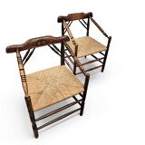 A pair of Dutch oak / matching Rush Chairs 1930s