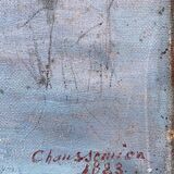 HST painting "River walk" 1883 signed Chaussemier for restoration