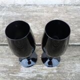 Lot of 2 black crystal glasses