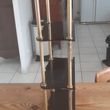 Vintage shelf of the 60s in golden metal and black plastic