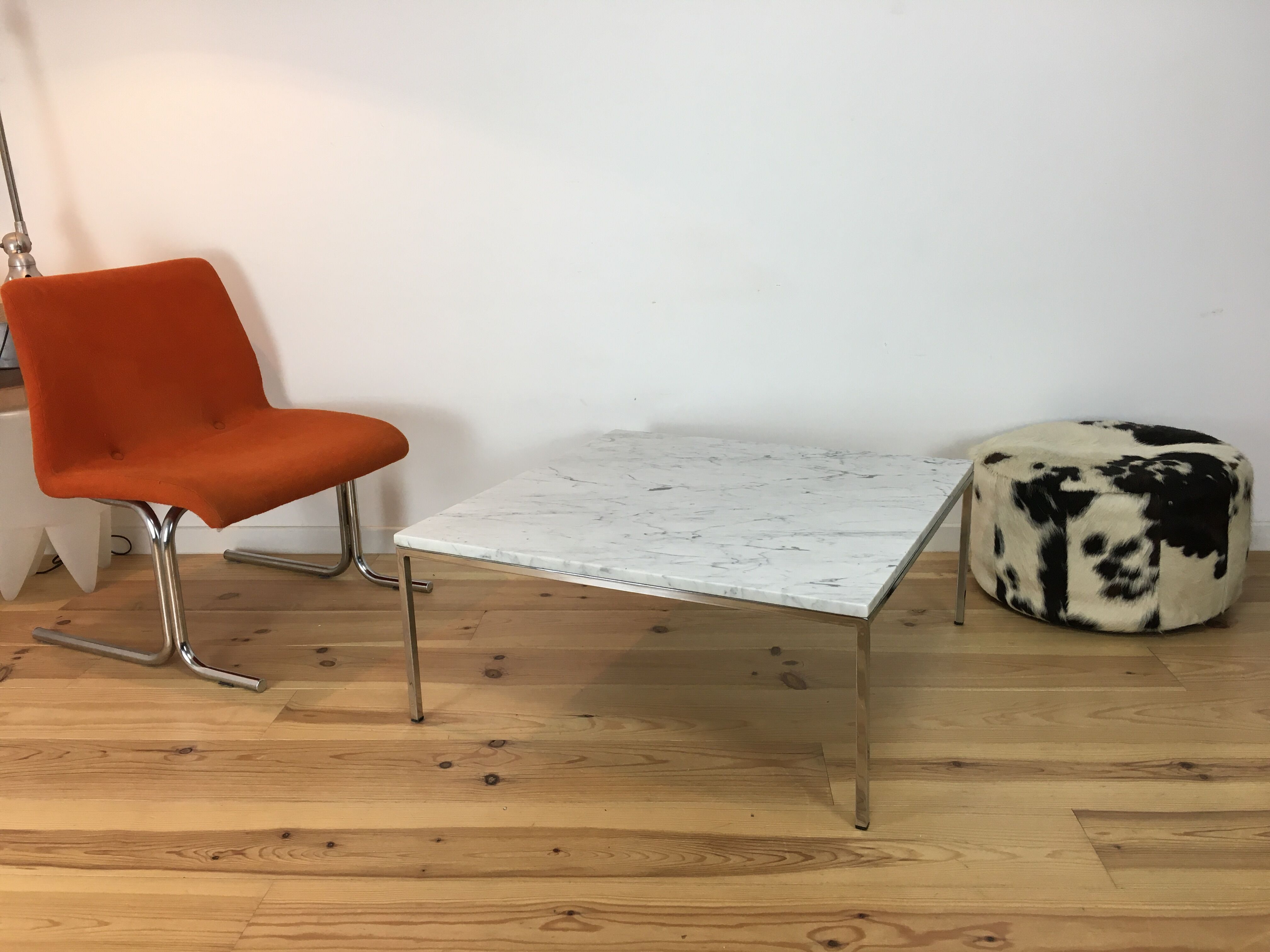 White marble and chrome coffee table, 60s design