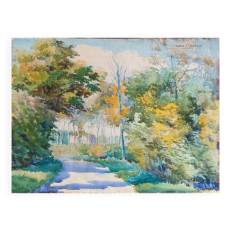 Watercolor painting signed Andrée Chameron (1894-1985)