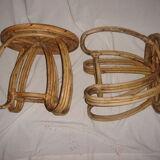 table rattan & 2 stools Indochina 1950