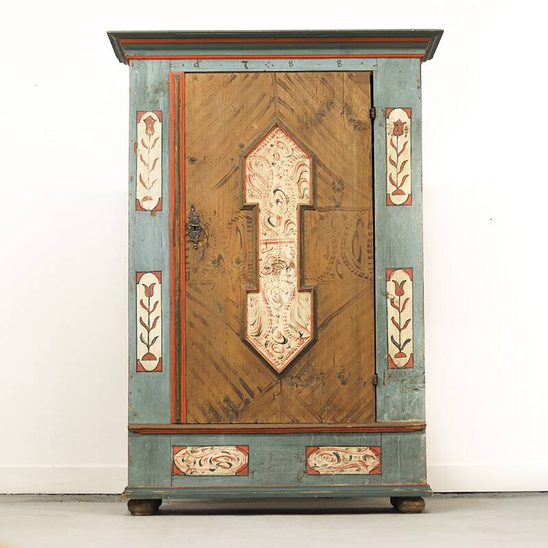 Painted Folk Art Bridal Cupboard