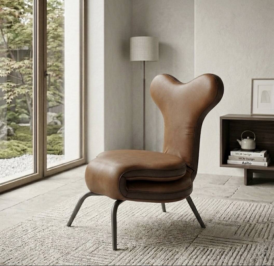 Fauteuil design modulable en cuir camel – Pièce d'exception