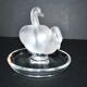 Lalique ring dish bird swan in frosted crystal and signed
