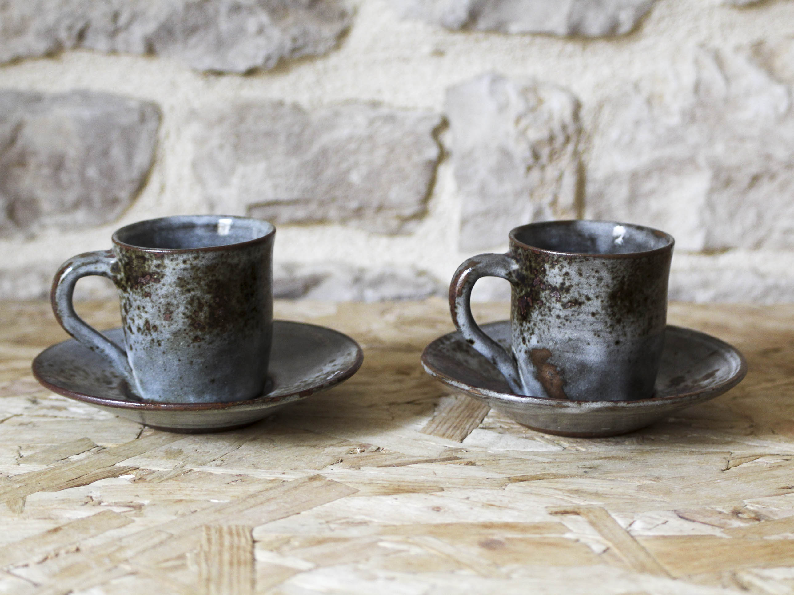 Glazed stoneware coffee set Chantal and Thierry Robert - Puisaye