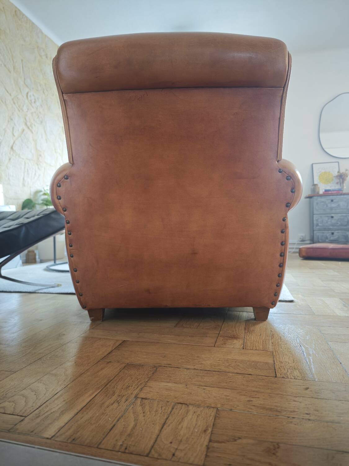 Genuine leather club armchair