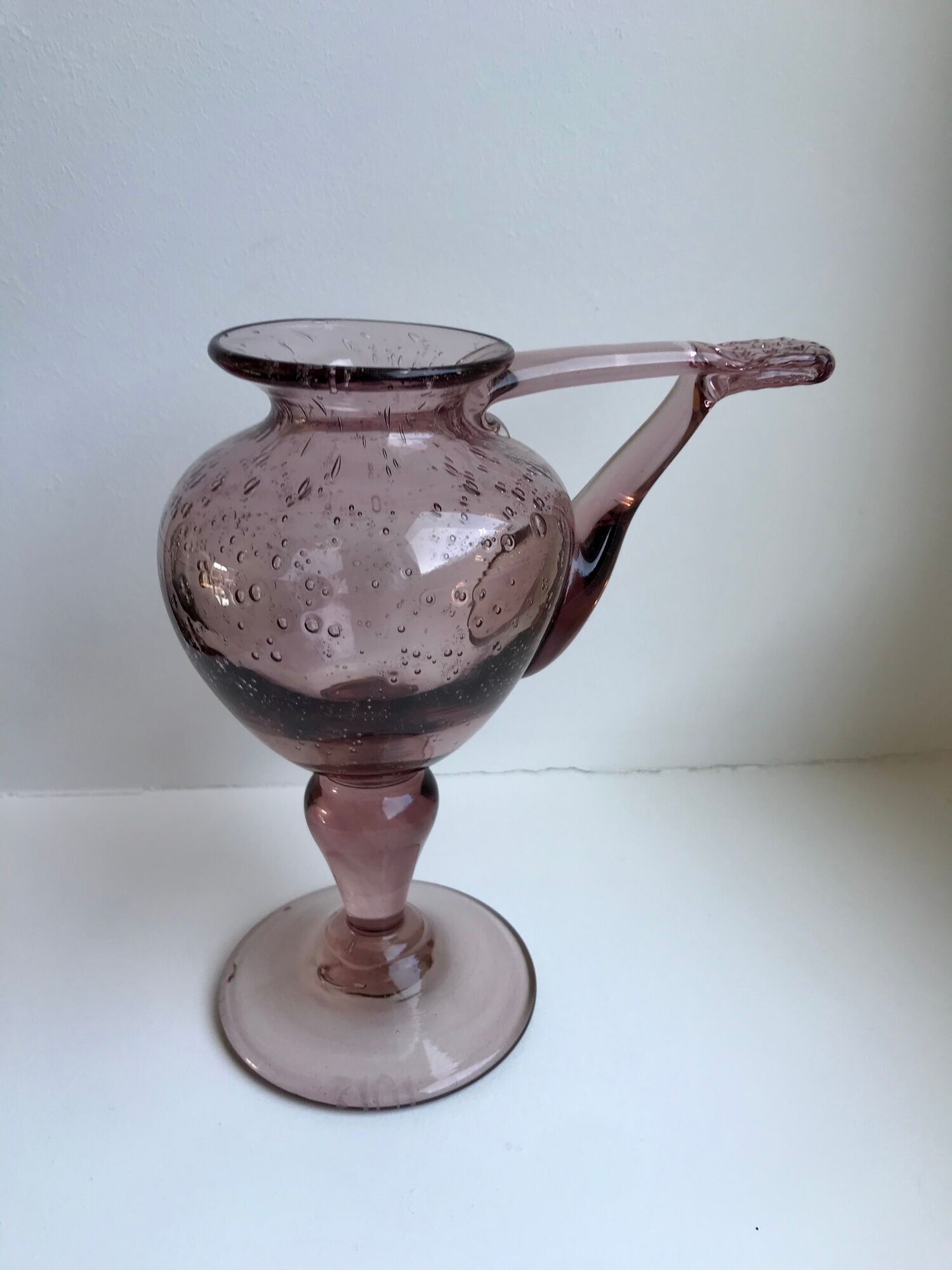 Biot bubble glass candle holder signed purple years 60-70