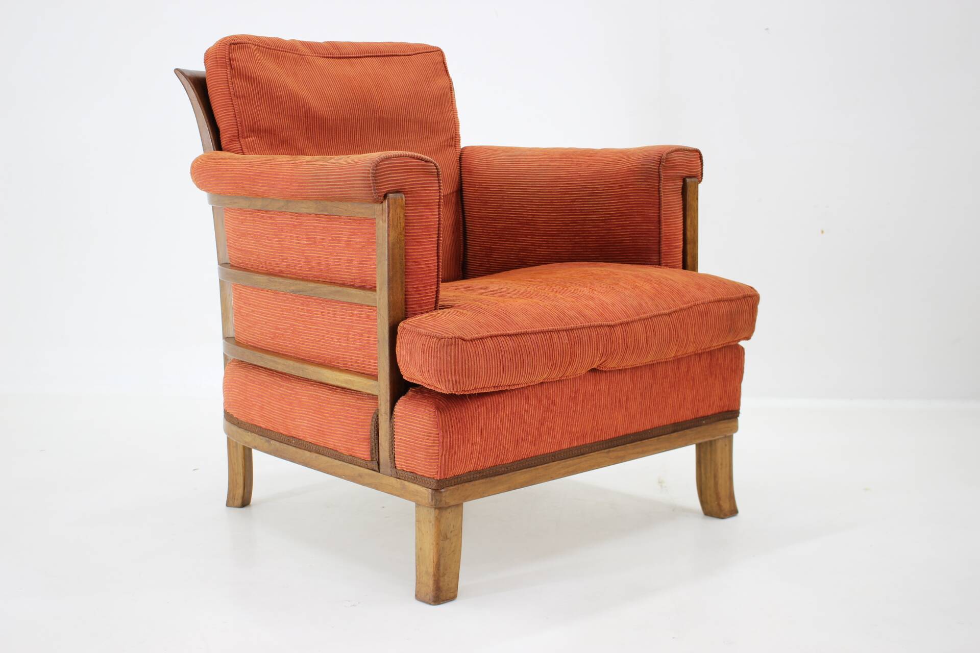 1930s art deco armchair with tabouret, czechoslovakia