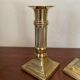 Pair of brass column candle holders