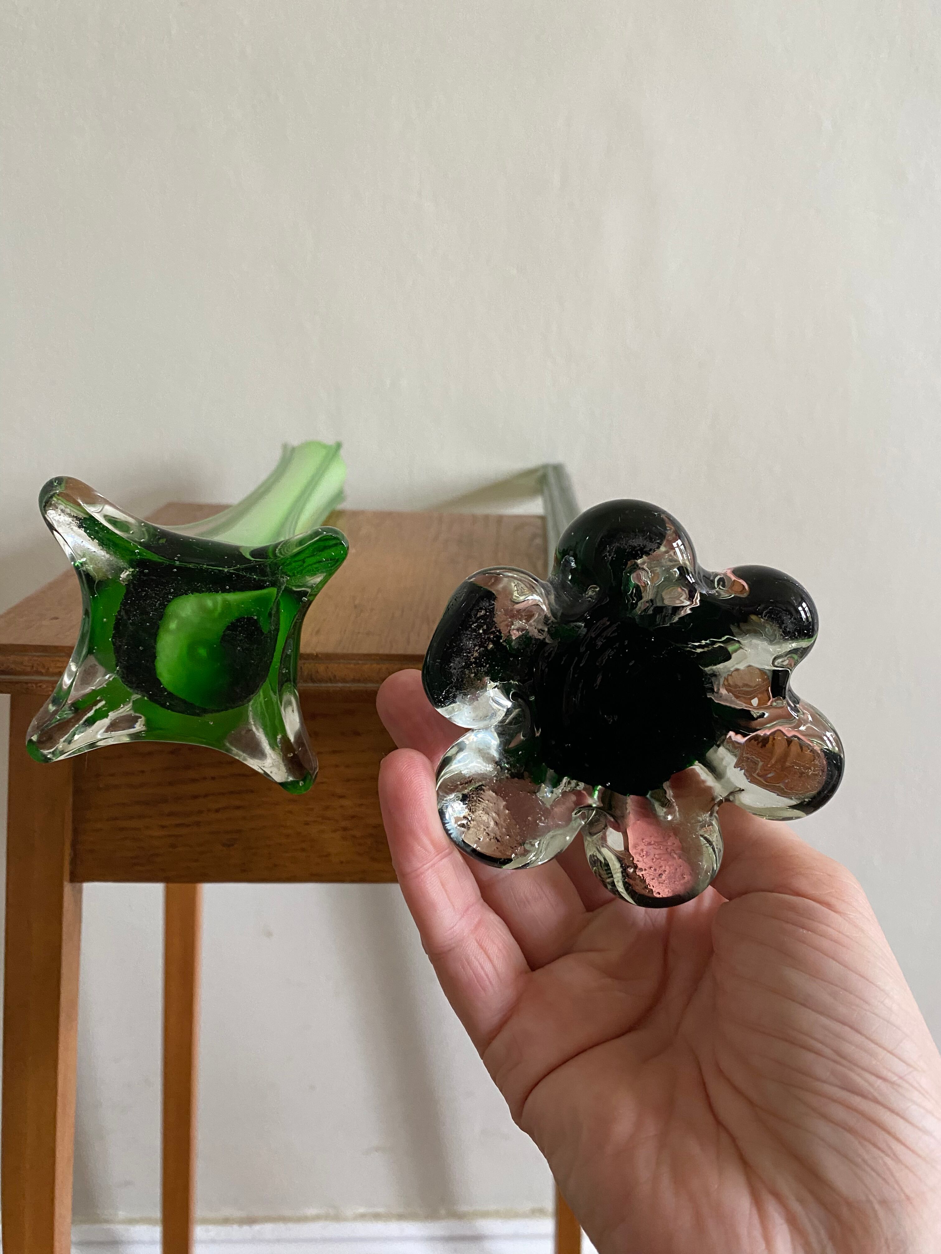 Set of two green soliflores
