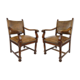 Pair of dutch leather armchairs, 1940s