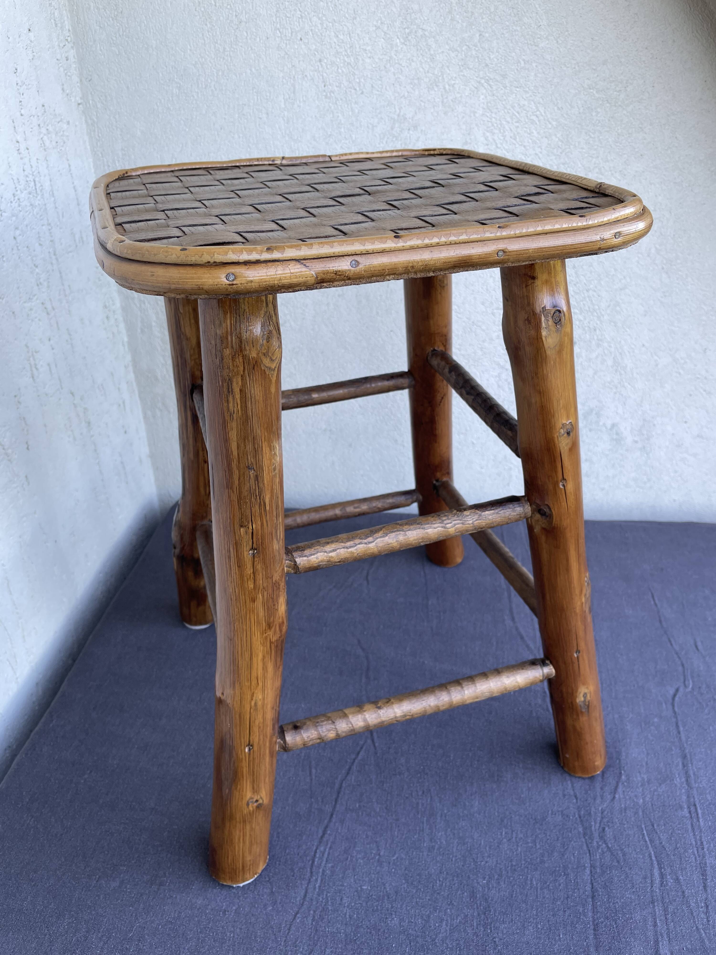 Chestnut and bamboo stool