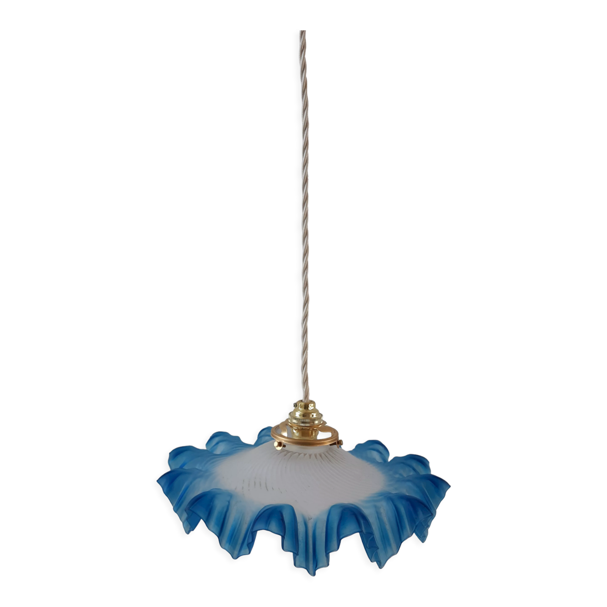 Serrated suspension in blue glass years 50-60