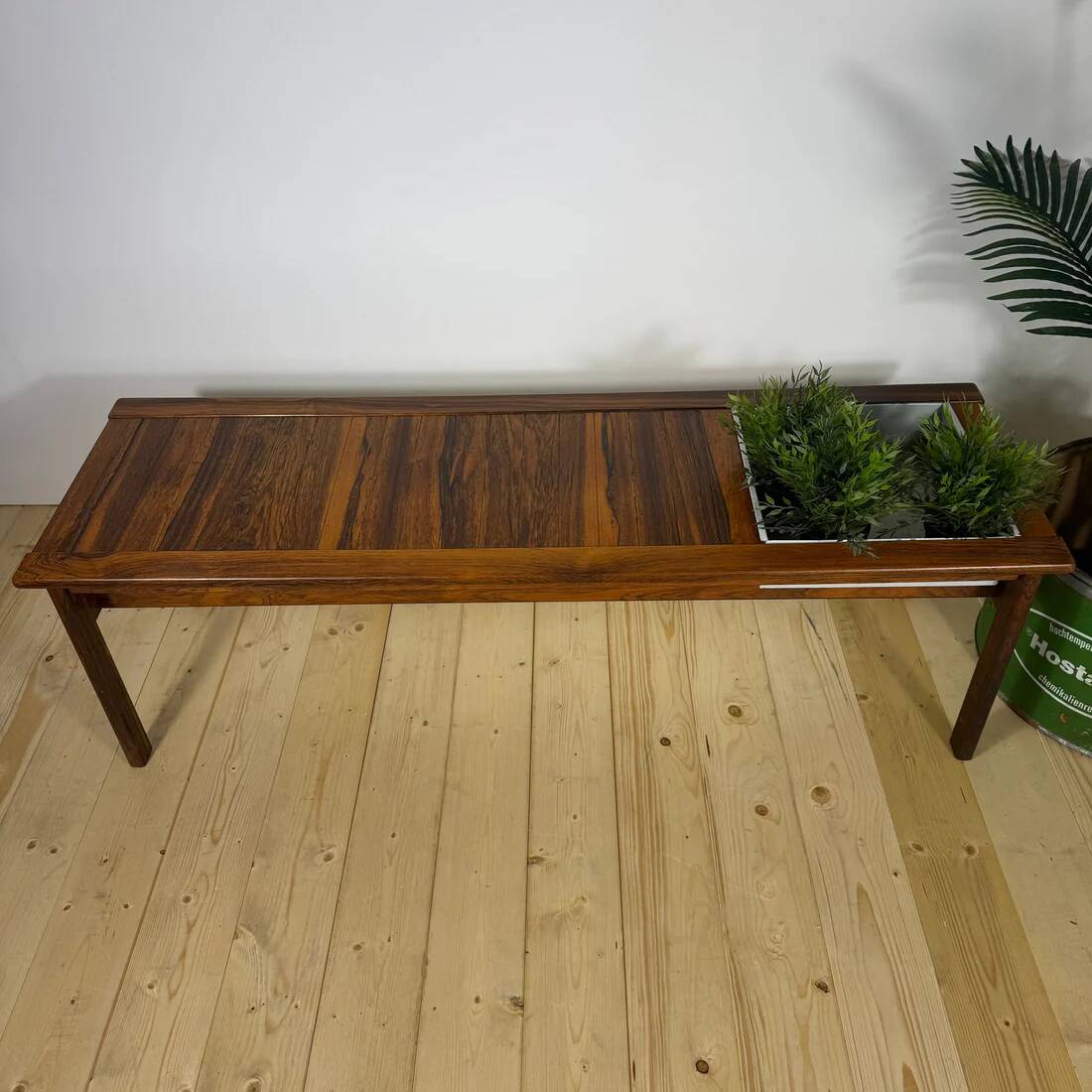 Mid-Century rosewood bench with plant stand – Scandinavian design