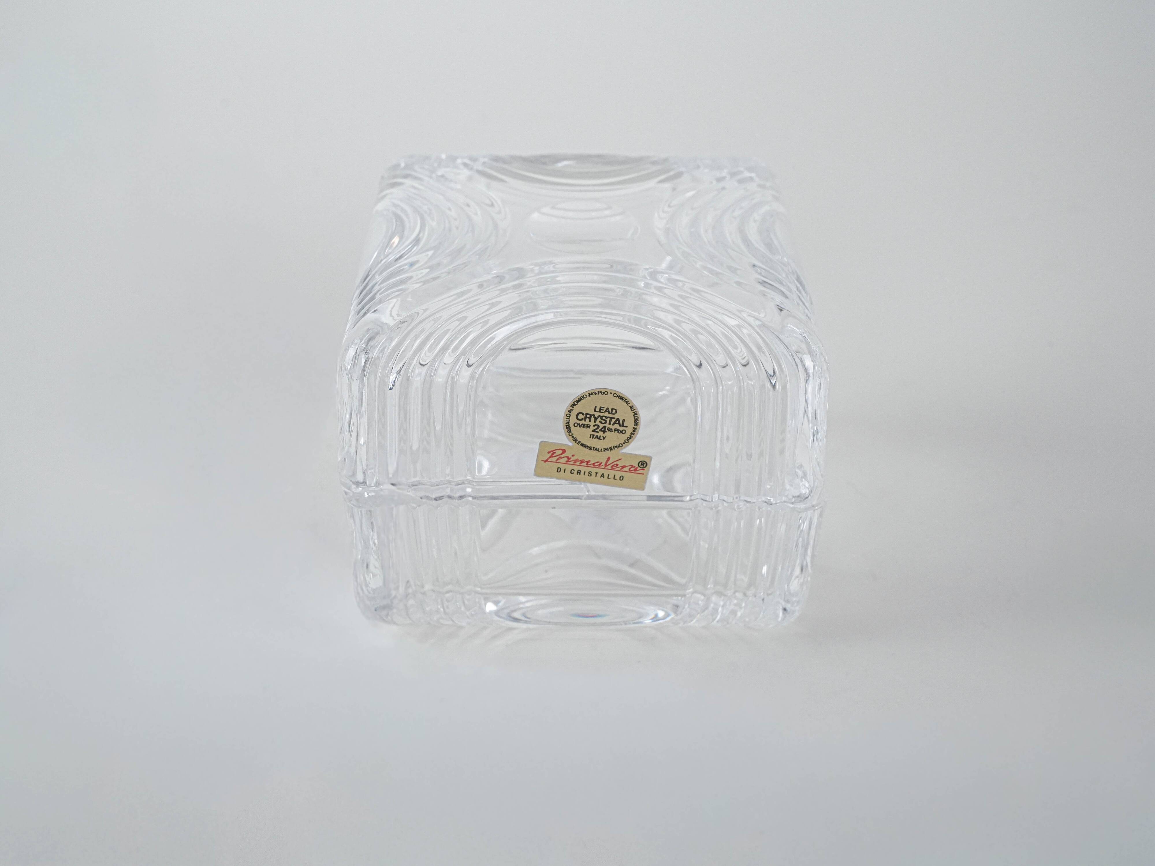 Crystal box, lead glass, Italian design, 1970s, manufacturer: Primavera di