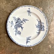 Clairefontaine - Léon Graves round dish in iron earth, "Chardonnerets" service, late 19th century