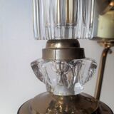 Chandelier 1950, 1960 3 lights gold metal and glass