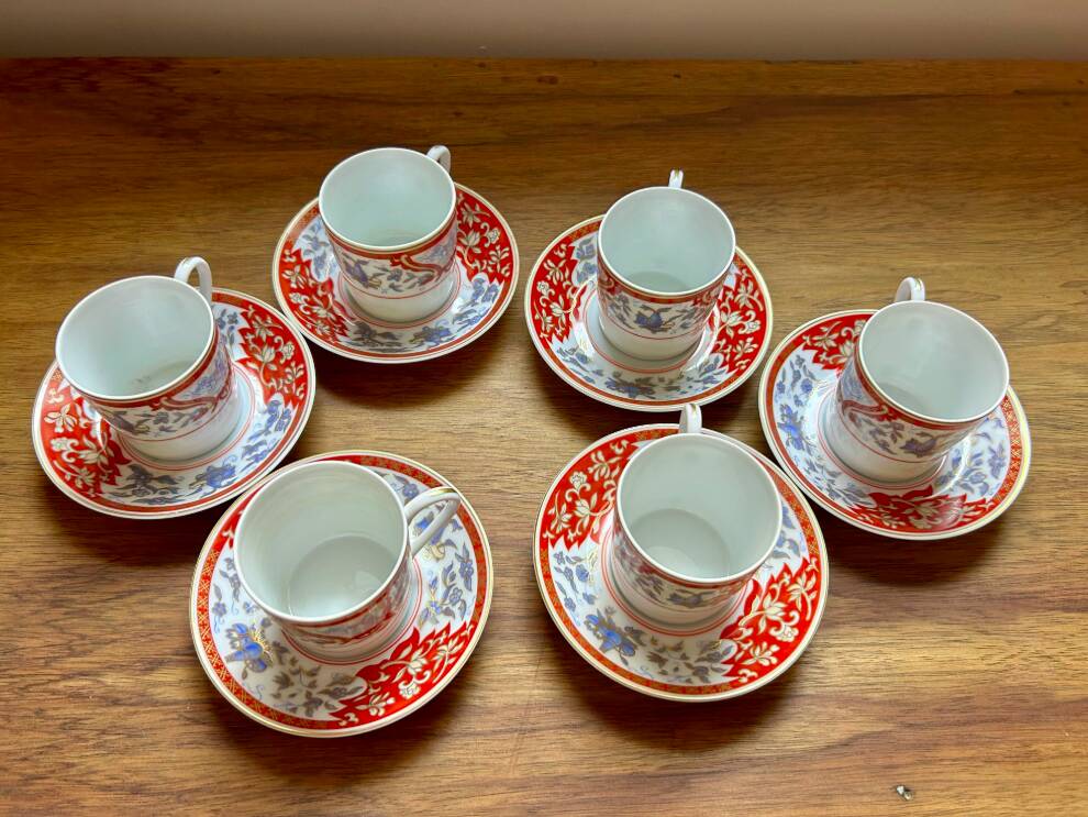 Set of 6 coffee cups with saucers - Haviland - Imari red