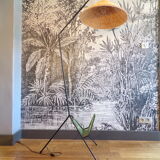 Vintage floor lamp rattan lampshade