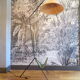 Vintage floor lamp rattan lampshade