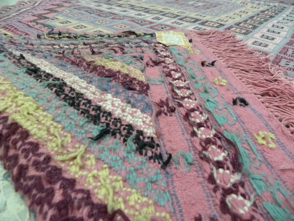 tapis Kilim Rose Tissé À Main , tapis Berbère Laine Tunisien Margoum