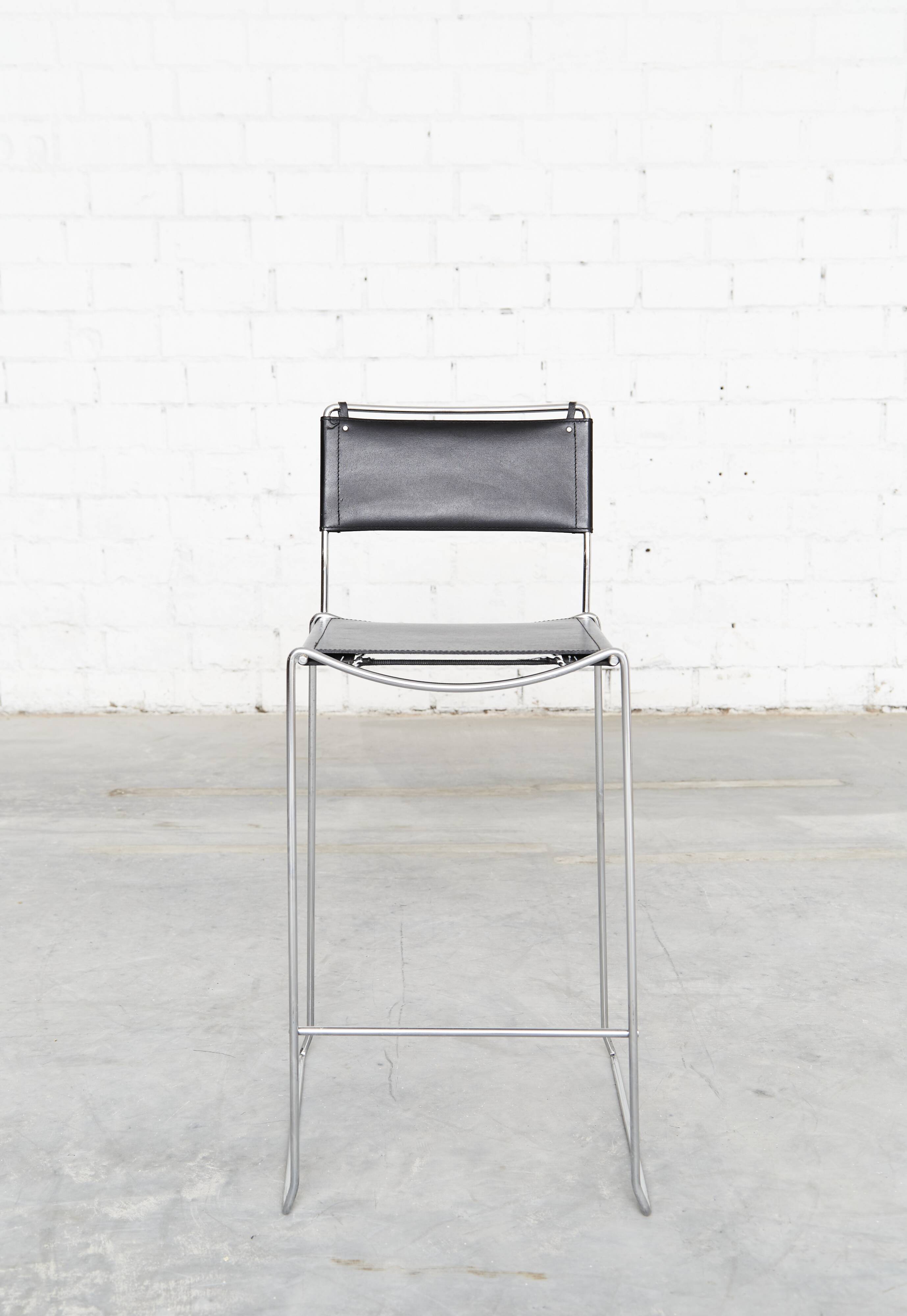 Leather barstools by Giandomenico Belotti for Alias, 1980s, set of 6