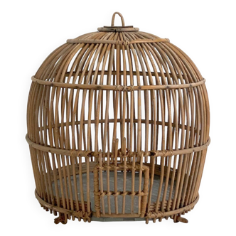 Cage à oiseaux en rotin, 1960