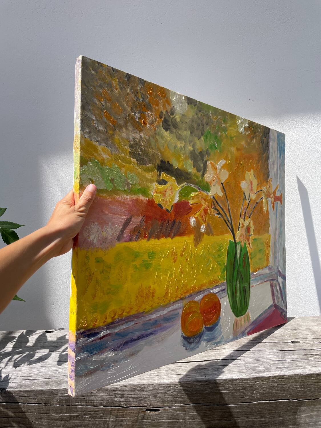 Still life painting with bouquet oil on canvas