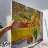 Still life painting with bouquet oil on canvas