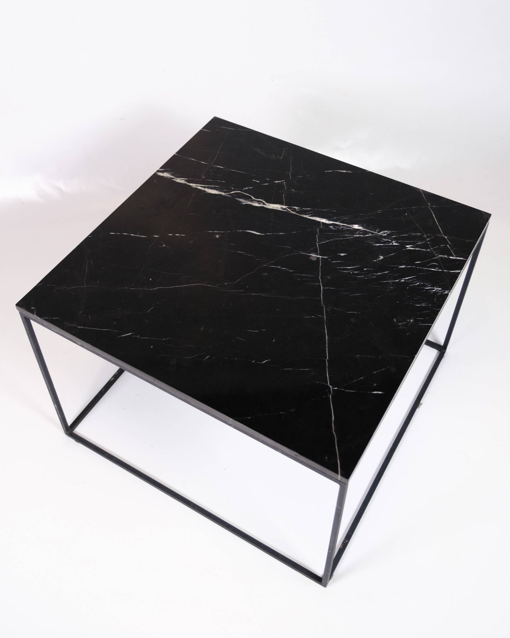 Coffee Table With Black Marble Top And Metal Frame